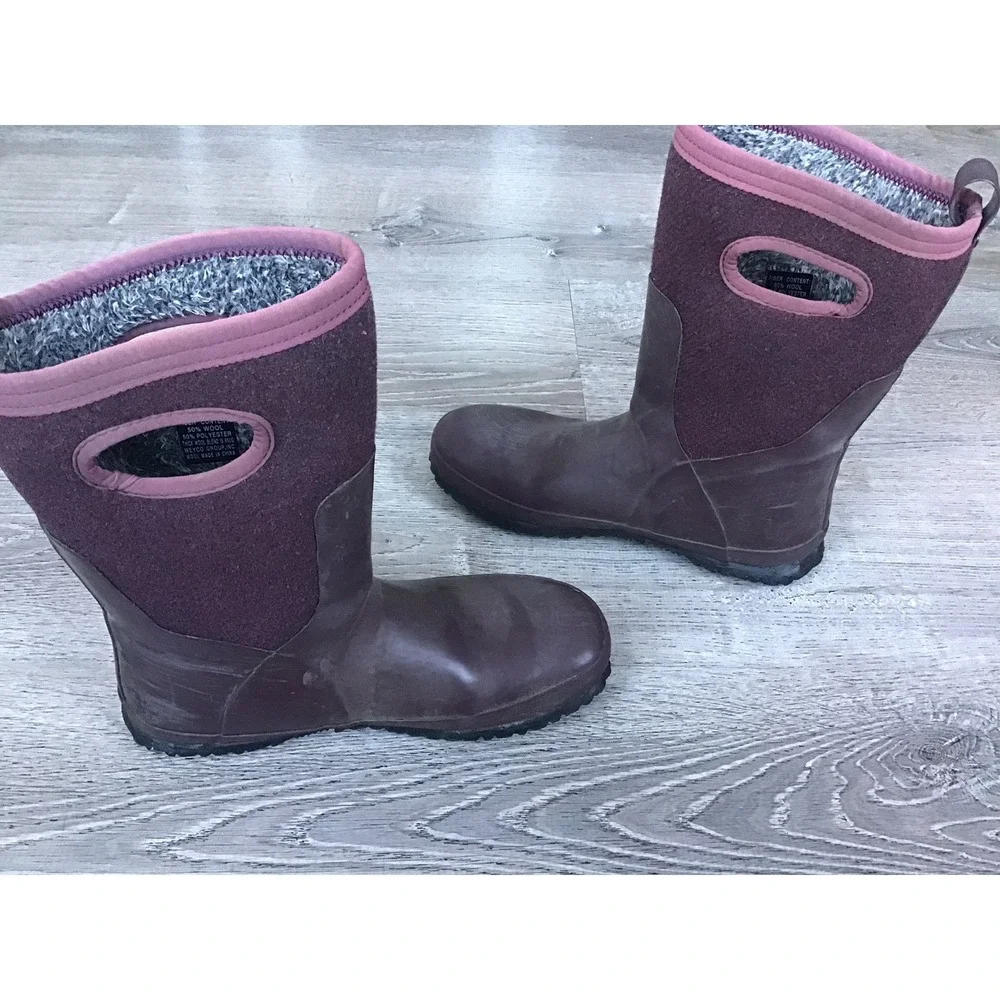Bogs Youth Girls Size 6 Mauve Crandall Wool Winter Snow Boots 72139 Faux Fur
